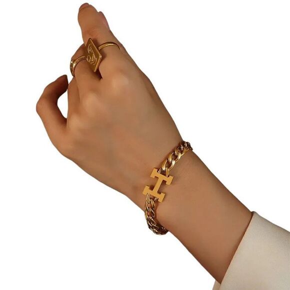 Fashion chain letter H titanium steel bracelet - Picture 4 of 4